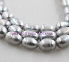 New 9-10mm Silver rice freshwater pearl loose beads 15 " AA