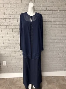 Onyx Nite Mother of the Bride Beaded Dress Jacket Set Size 16 - Picture 1 of 15