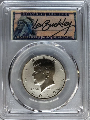 2019S 50c Kennedy Enhanced Reverse Proof PCGS PR70 Leonard Buckley Signed Cover