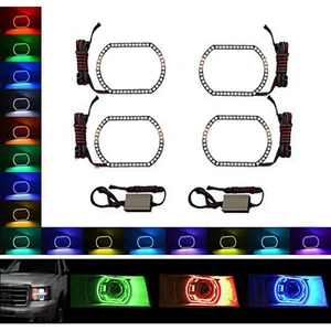 2009-2013 GMC Sierra Truck Multi-Color Changing LED RGB Headlight Halo Ring Set - Picture 1 of 11
