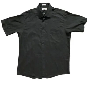 Pierre Cardin Black Tonal Stripe S/S Button Up Shirt Size 16.5 Short - Picture 1 of 5
