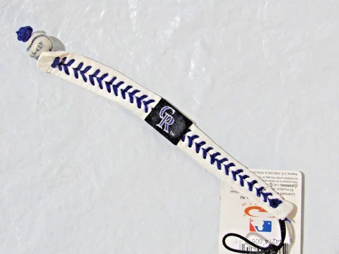 White Colorado Rockies w/Blue Stitching Team Baseball Seam Bracelet Gamewear Cover