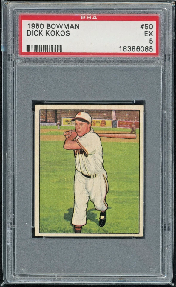 1950 Bowman 50 Dick Kokos St Louis Browns PSA 5 Vintage Baseball Card - Image 1 of 4