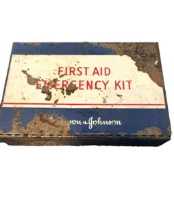 Kit de primeros auxilios Johnson & Johnson contenido original metal vintage - Imagen 1 de 4