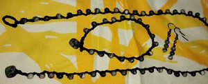 GORGEOUS SemiPrecious Spiderweb Jasper One of a Kind Hand Crocheted Jewelry Set - Picture 1 of 9
