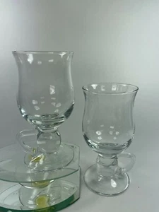 Vintage Whiskey Coffee Glass Mugs Applied Low Handle 6 1/2" T Rare Glass Cup C24 - Picture 1 of 12