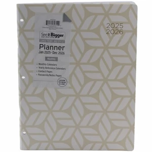 PlanAhead 2025 2026 Large Monthly Planner Calendar Agenda Tan - Picture 1 of 3