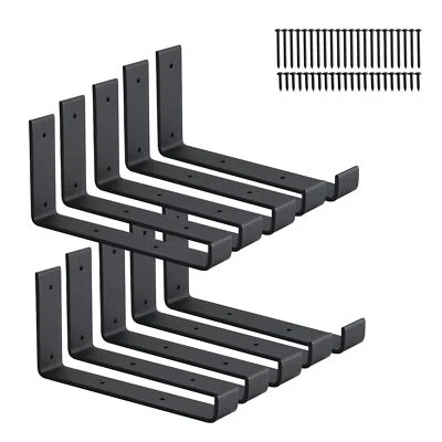 HOME MASTER HARDWARE 10 Pack Heavy Duty J Shelf Brackets with Lip 9in Wall Mounted Floating Brackets