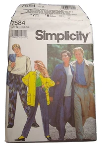 Simplicity 7584 Unisex Adult 1991 Sewing Pattern New Size XS-XL  Envelope Damage - Picture 1 of 3