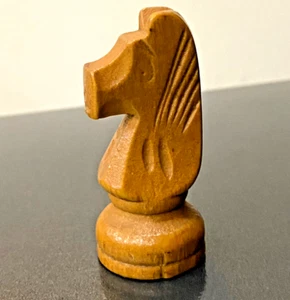 Vintage Small Figure Wood Hand Carved Chess Horse Statue Sculpture 2" Decor Art - Picture 1 of 4