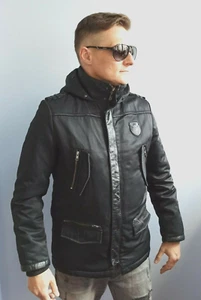 -40%OFF SALE The Kooples mens parka jacket coat hooded leather elements - Picture 1 of 11