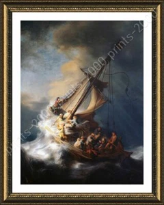 Christ In The Storm Sea Of Galilee by Rembrandt | Framed canvas | Wall art HD - Picture 1 of 12