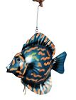 DECORATIVE Hanging FLAT FISH metal steel  BRIGHT multicoloured 41 or 28 cm long