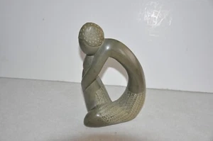 Escultura de piedra de granito pulido gris tallada a mano de 10 pulgadas de alto - Imagen 1 de 6