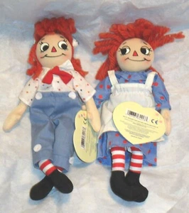 Neu Vintage 9" SELTEN 2003 Raggedy Ann & Andy Impish Smile biegsame Puppe Set - Bild 1 von 4