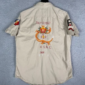 Camisa Militar Polo Ralph Lauren De Colección Para Hombre Cadena Mediana Cosida Dragón USNC - Imagen 1 de 10