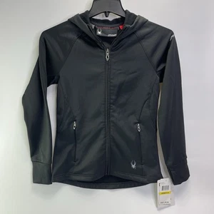 Spyder Hoodie Womens Medium Black Full Zip Sweatshirt Activewear Dryweb - Picture 1 of 12