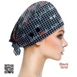Work Cap Medical Chef Painter Unisex Polyester OSFM “Black Grid” - Picture 1 of 7
