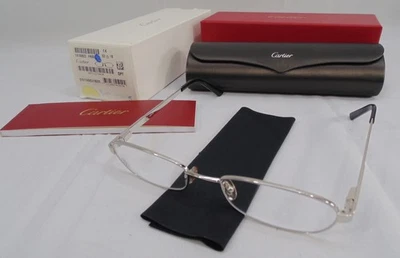 New Cartier T8100822 Santos Oval Eyeglasses RX Ready Frames Silver w/Box  Foto 1 de 4