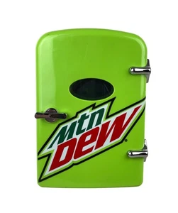 Mountain Dew 6 Can Mini Fridge Beverage Center Lime Green Logo Works 9.5 x 7” - Picture 1 of 7