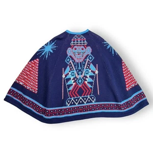 VINTAGE 1970s STURBRIDGE Southwestern Soft Knit Aztec Inca Cape Sweater Poncho - Picture 1 of 8