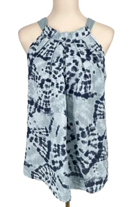 Bellambra womens size M Blue printed 100% Linen Halter top tie-dye made in Italy - Picture 1 of 8