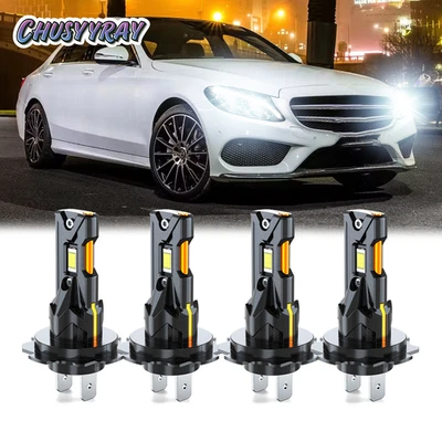 Para Mercedes-Benz C250 C300 C350 - Combo de 4X Bombillas LED de haz alto bajo Foto 1 de 4
