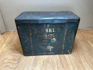 Antique Blanke's Saratoga Hinged Coffee Tin, St. Louis MO 7" X 9” - Picture 1 of 8