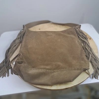 DKNY Womens Handbag Fringe Tassel Shoulder Bag Tan Suede Inner Pocket Lined - Image 1 of 4