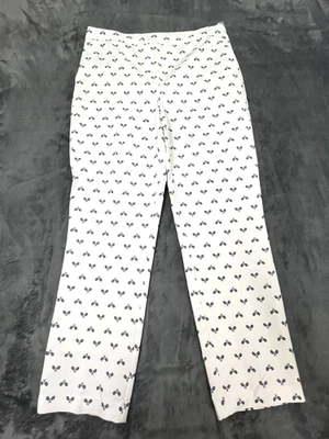 Pantalones Rachel Zoe para mujer 10 blancos estampados tiro alto calce ajustado pierna ajustada Foto 1 de 4