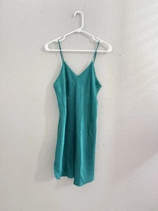 Nordstrom Lingerie Emerald Green Satin Slip Vintage Dress Nightgown - Picture 1 of 7