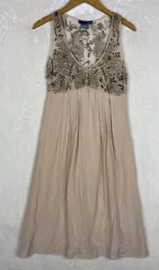 Vintage Lie ALine Midi Dress Womens 2 Silk Beaded Darted Romantic Fairy Cocktail - Picture 1 of 17