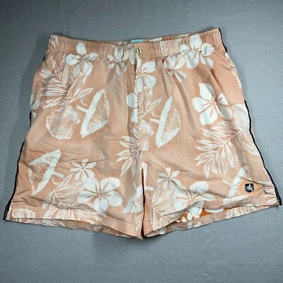 Nat Nast Swim Trunks Floral Mens XXL Shorts Bathing Suit Peach White Color - Image 1 of 4