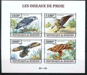Augur buzzard, White-backed vulture, Birds of Prey, Burundi Imperf 2013 MNH SS - Picture 1 of 1