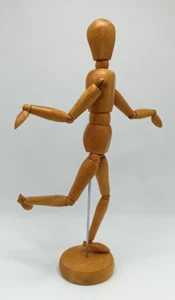VINTAGE ARTIST WOODEN MANNEQUIN POSING ARTICULATED POSING DOLL. 12.5" HIGH - Picture 1 of 10