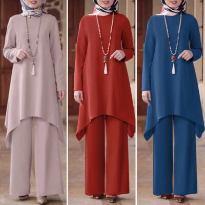 Musulmán Islámico Informal Abaya Prendas para el torso Pantalones Conjuntos Pavo Caftán Otoño Mujeres Ropa Foto 1 de 4