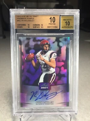 2012 Leaf Metal Draft Prismatic Purple Auto 12/25 Ryan Lindley #RL2 - BGS 10  - Image 1 of 2