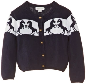 NEW Pony Horses Cardigan Sweater "Pumpkin Patch" Navy Button Up Little Girl Sz 3 - Picture 1 of 3