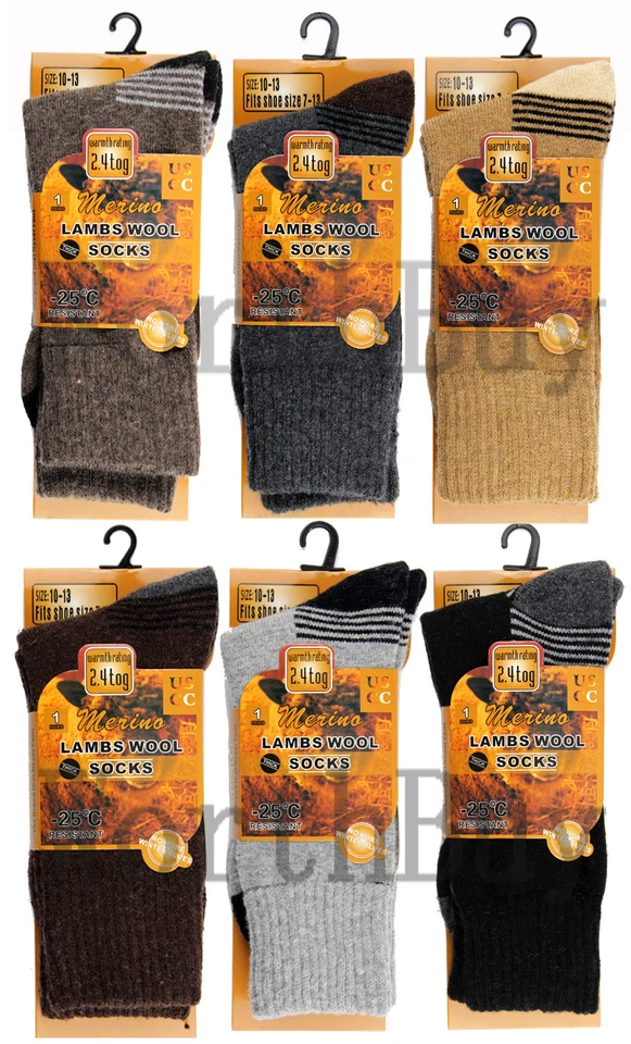 6 Pairs Womens Winter Warm Thermal Heavy Duty Merino Lambs Wool Socks Size 9-11