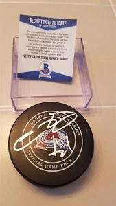 SEMYON VARLAMOV signed AVALANCHE official game puck BECKETT COA ISLANDERS - Picture 1 of 2