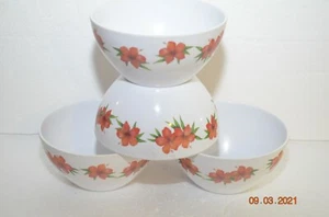 Lot of 4 David Paul Melmac Tarhong Direct Hibiscus Floral Bowls - Picture 1 of 4