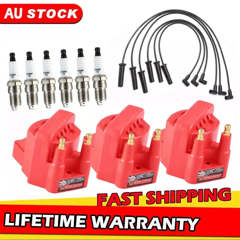 3Pack Ignition Coil + 6X Leads for Holden Commodore VP VR VS VT VX VY V6 3.8L AU - image 1 of 4