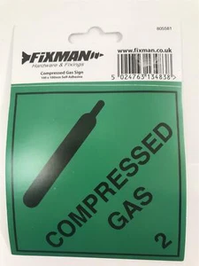 Fixman 805581 Self-Adhesive Compressed Gas Sign 100 x 100mm - Picture 1 of 3