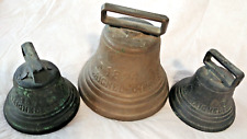 Antique 1878 Saignelegier Bronze Bells Chiantel Fondeur. Set of 3 Collectibles.
