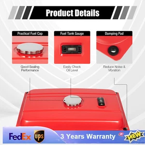 4-Gallon Universal Generator Gas Fuel Tank w/ Chrome Cap Gauge Petcock Valve Red - Picture 1 of 23