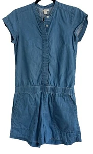 JCrew Size 0 Women Chambray Blue Denim Button Up Short Summer Romper - Picture 1 of 5