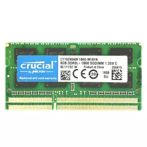 Crucial 16GB(2 x 8GB) 1866MHz PC3-14900 Laptop Memory DDR3L RAM DDR3L 2Rx8 1.35V - Picture 1 of 4