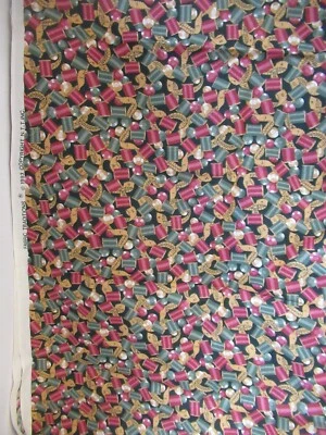 Tela Tradiciones Nociones Tema de Costura De Colección 1993 Tela de Algodón SBTYX44" NUEVO Foto 1 de 4