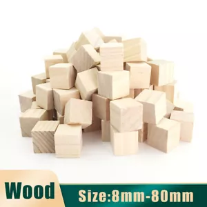 Cubos de madera 8 mm/10 mm-80 mm cubos artesanales de madera natural bloques arte artesanal modelo hágalo usted mismo - Imagen 1 de 5