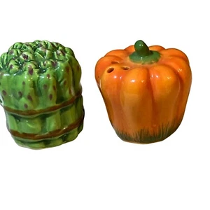 Asparagus Pepper Pumpkin Salt Pepper SMALL Shaker Set - Picture 1 of 8